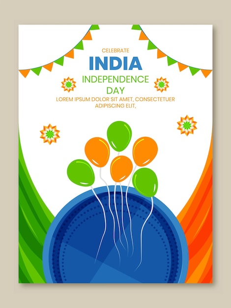 Ilustración vectorial del 15 de agosto, día de la independencia de la India, diseño de carteles de celebración