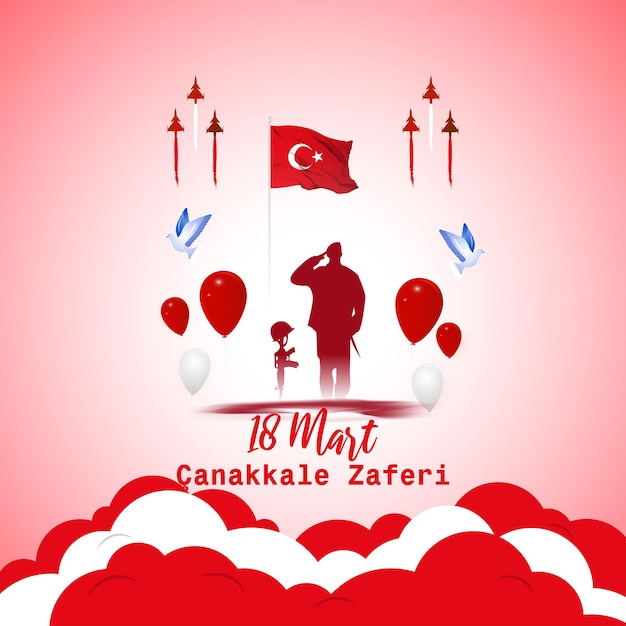 Ilustración vectorial de 18 mart canakkale zaferi