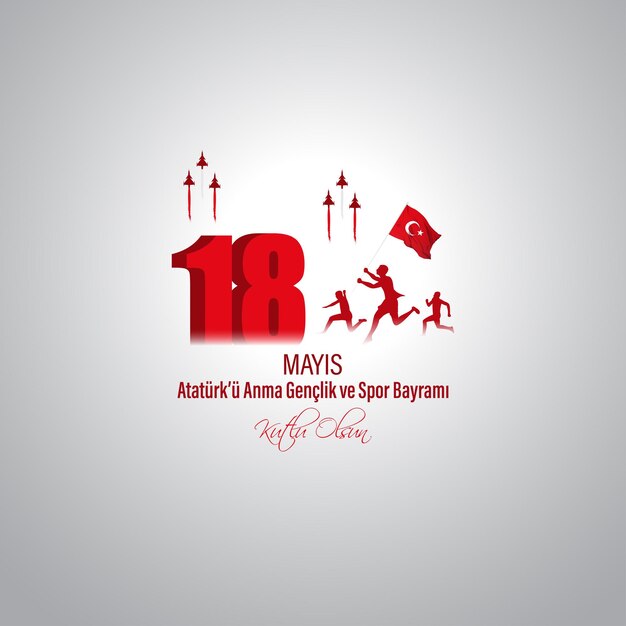 Ilustración vectorial del 19 de mayo Conmemoración del Día de la Juventud y el Deporte de Ataturk Turquía