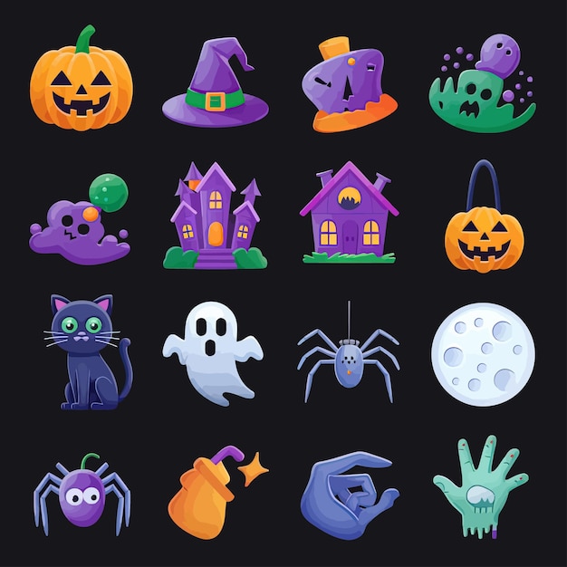 Ilustración vectorial 2d camiseta de Halloween icono artículos de diseño personaje fantasma velas en calabaza tallada