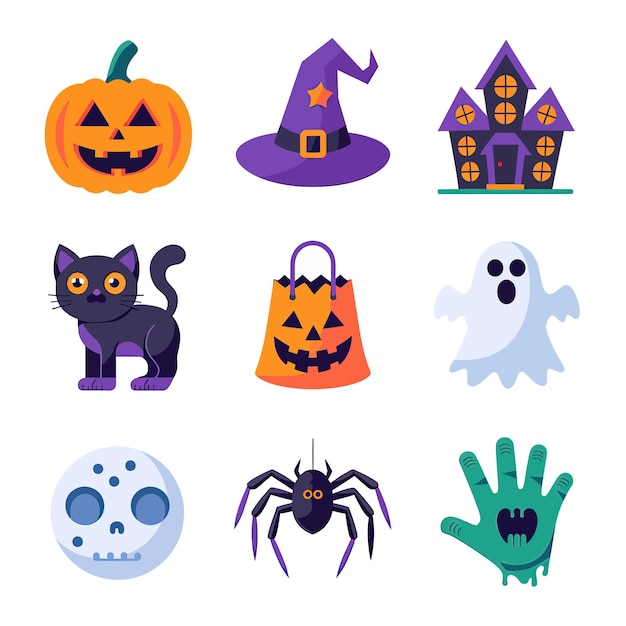 Ilustración vectorial 2d camiseta de Halloween icono artículos de diseño personaje fantasma velas en calabaza tallada