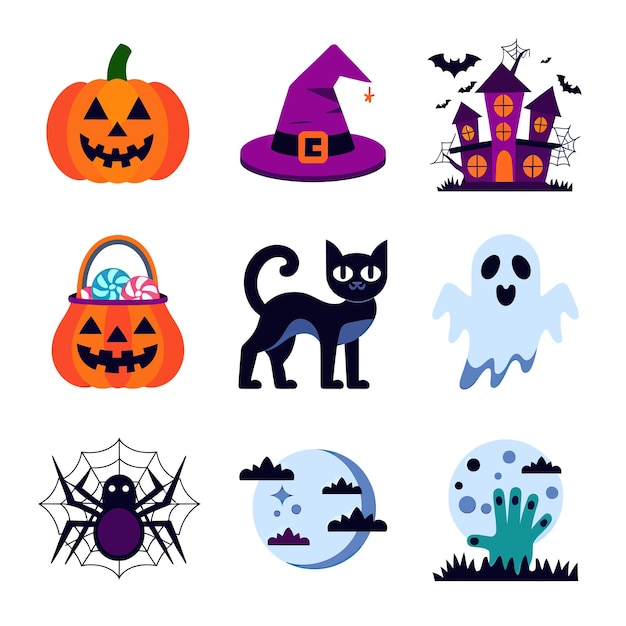 Ilustración vectorial 2d camiseta de Halloween icono artículos de diseño personaje fantasma velas en calabaza tallada
