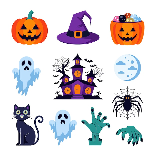 Ilustración vectorial 2d camiseta de Halloween icono artículos de diseño personaje fantasma velas en calabaza tallada