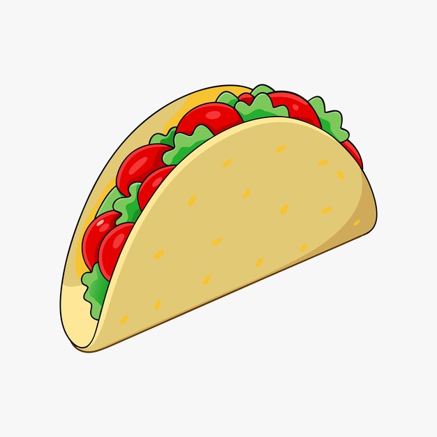 Ilustración vectorial 2D colorida de tacos perfecta para diseños con temas de comida mexicana