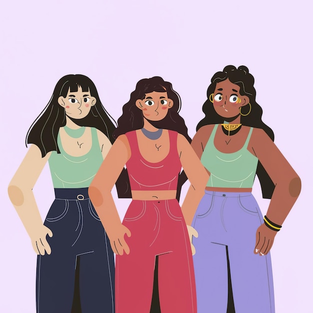 Vector ilustración vectorial 2d coloridas chicas geniales