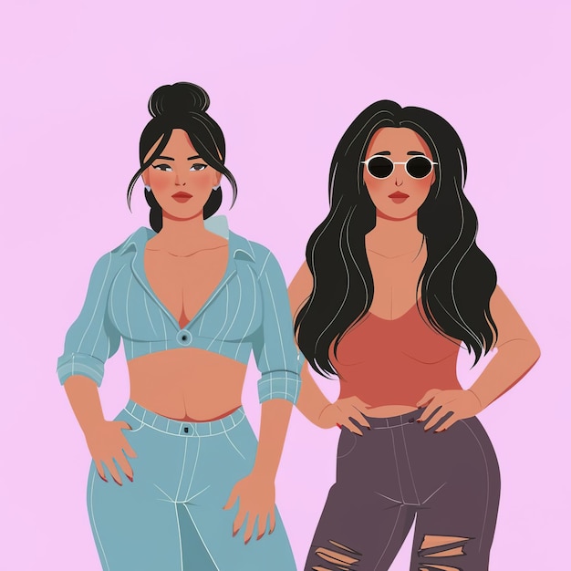 Vector ilustración vectorial 2d coloridas chicas geniales