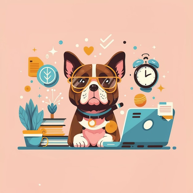 Vector ilustración vectorial 2d colorido negocio de animales entrenamiento y estudio trabajo duro éxitos