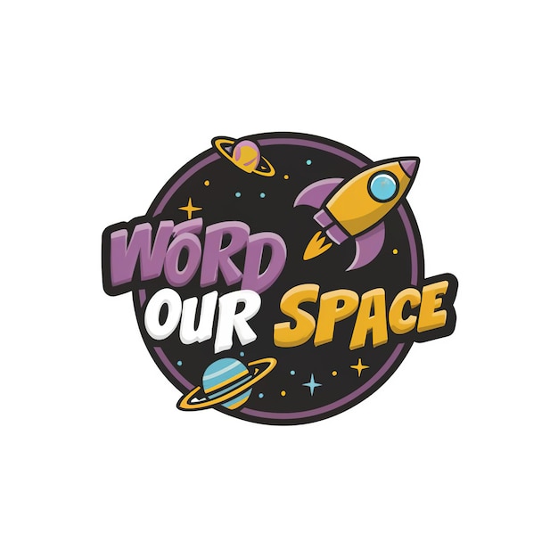 Ilustración vectorial 2D diseño de espacio colorido camiseta y logotipo arte planta estrella