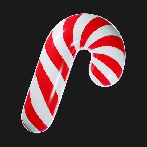 Ilustración vectorial 3D de caña de caramelo de Navidad roja y blanca