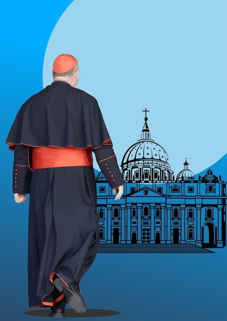 Ilustración vectorial 3D del cardenal católico
