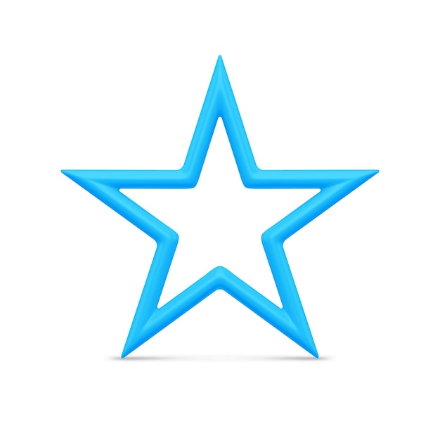 Ilustración vectorial en 3D de la estrella azul de cinco puntas