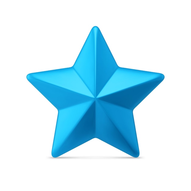 Ilustración vectorial 3D de estrella de cinco puntas azul realista