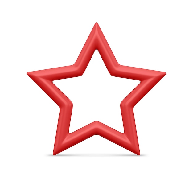 Ilustración vectorial en 3D de la estrella roja de cinco puntas