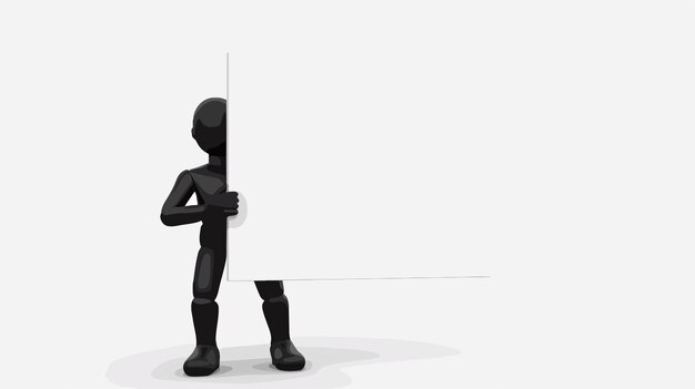Ilustración vectorial 3D de un hombre sosteniendo una placa