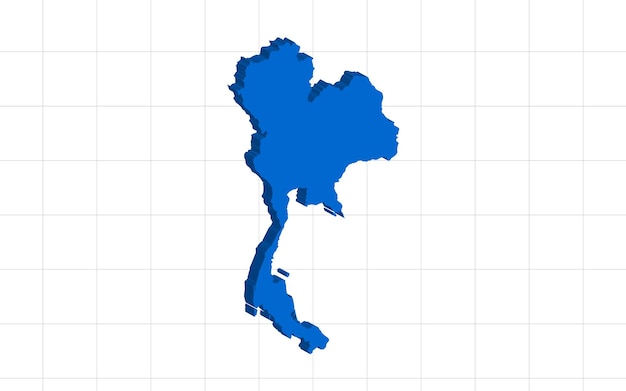 Ilustración vectorial 3D del mapa de Tailandia