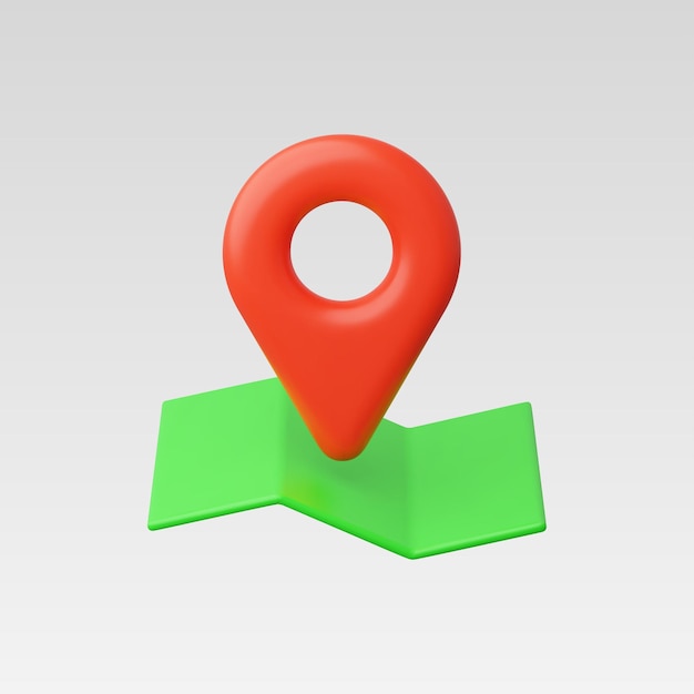 Ilustración vectorial 3d realista del mapa de ubicación con pin GPS y marcador de puntero