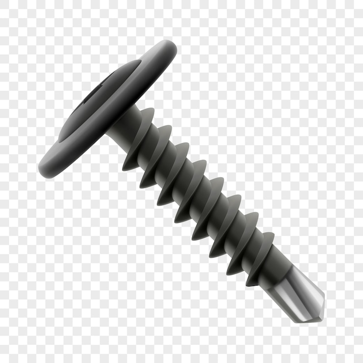 Vector ilustración vectorial 3d realista de un tornillo metálico aislado sobre un fondo transparente