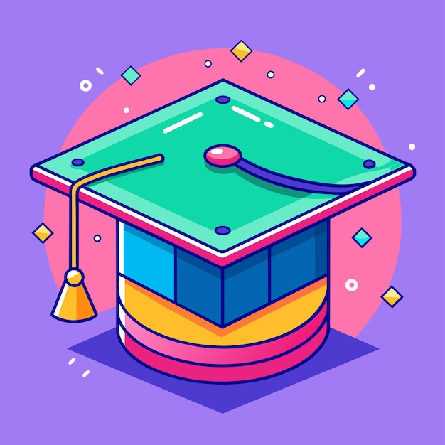 Ilustración vectorial en 3D del sombrero de graduación