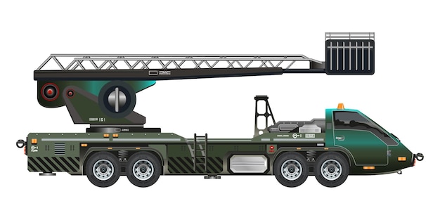 Ilustración vectorial 3D del vehículo del camión del ascensor del cielo