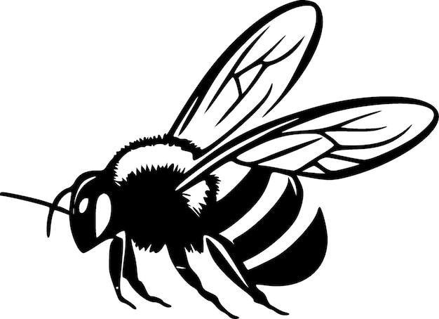 Ilustración vectorial de abejas en blanco y negro