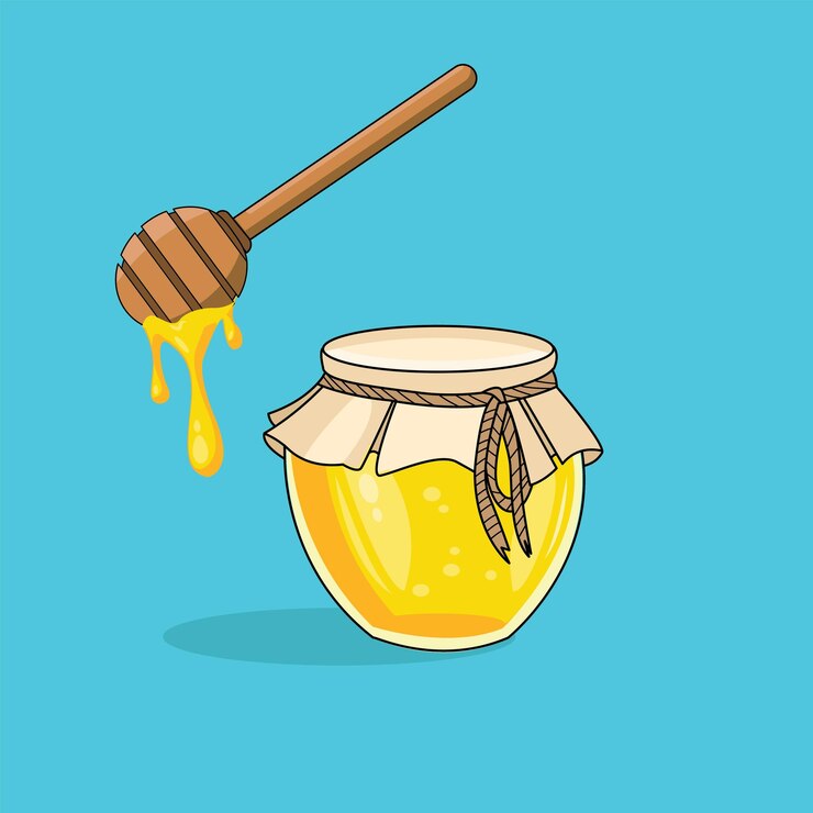 Ilustración vectorial de las abejas saludables de alimentos dulces que derriten el azúcar