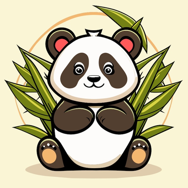 Ilustración vectorial del abrazo del panda y el bambú