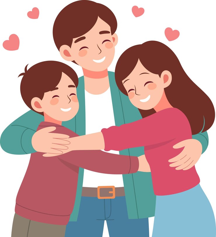 Vector ilustración vectorial de abrazos de reunión familiar