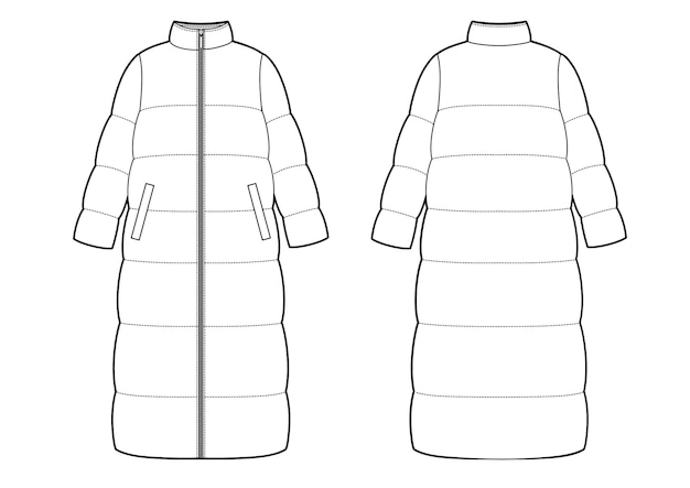 Ilustración vectorial de abrigo maxi de invierno para mujeres