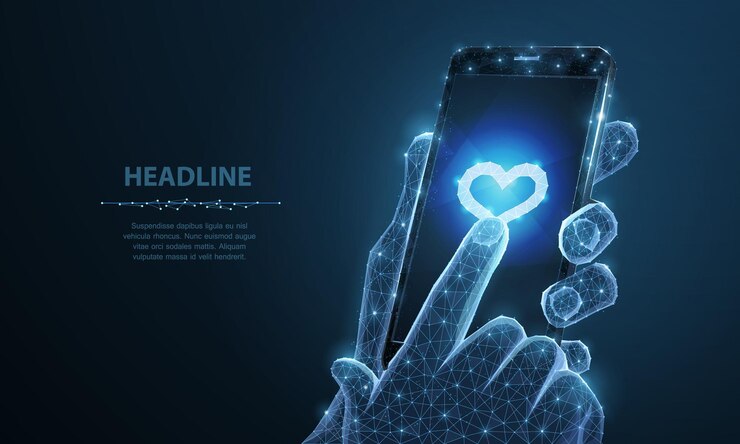 Ilustración vectorial abstracta de la aplicación de icono de corazón de teléfono inteligente Símbolo del día de San Valentín de fondo aislado
