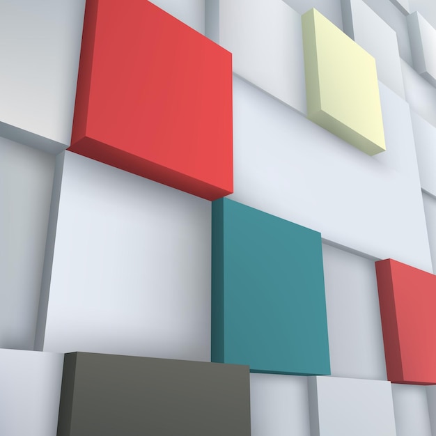 Ilustración vectorial abstracta. Composición de cubos 3d. Diseño de fondo para pancarta, afiche, volante. Diseño de logo.