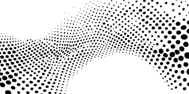 Ilustración vectorial abstracta de fondo con patrón de medio tono en blanco y negro