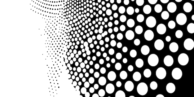 Ilustración vectorial abstracta de fondo con patrón de medio tono en blanco y negro