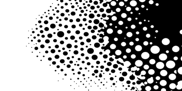 Ilustración vectorial abstracta de fondo con patrón de medio tono en blanco y negro