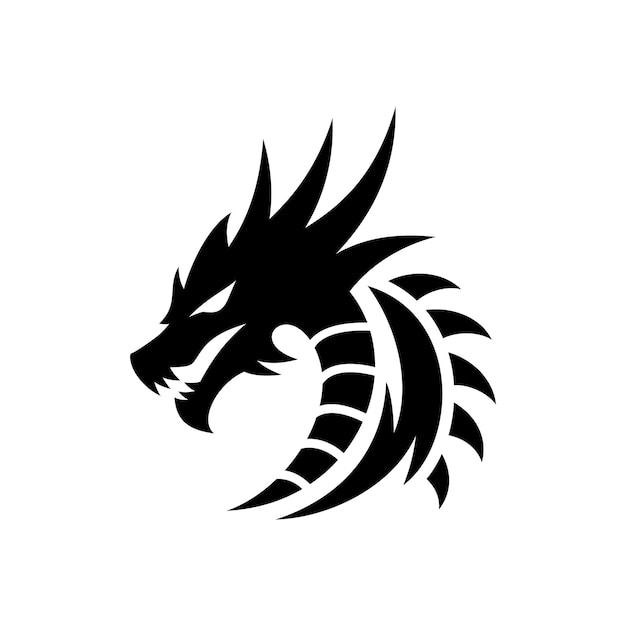 Ilustración vectorial abstracta del logotipo de la cara del dragón y la cabeza del dragón