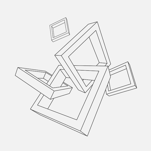 Ilustración vectorial abstracta de marcos 3d con lugar para texto.