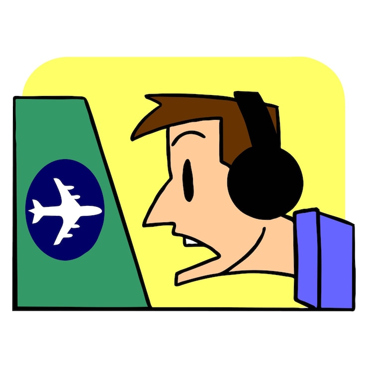 Vector una ilustración vectorial abstracta muestra un control de transporte del aeropuerto iconos de control de tráfico en estilo de dibujos animados