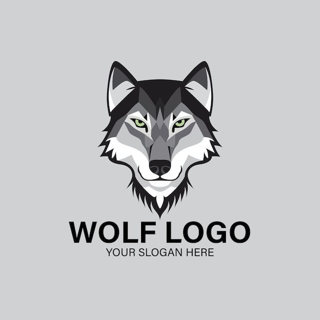 Ilustración vectorial abstracta de la plantilla del logotipo del lobo