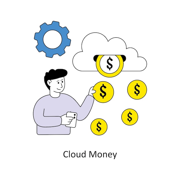 Ilustración vectorial de acciones de diseño de estilo Cloud Money