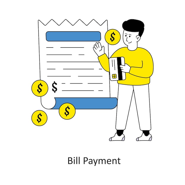 Ilustración vectorial de las acciones del estilo de pago de la factura