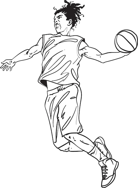 Ilustración vectorial de Action Basket Ball dibujada a mano