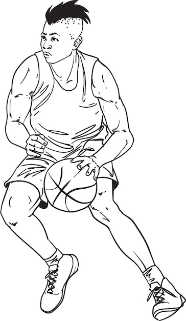 Ilustración vectorial de Action Basket Ball dibujada a mano
