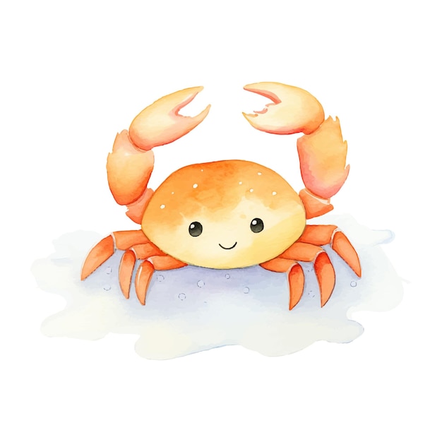 Ilustración vectorial de acuarela de cangrejo lindo