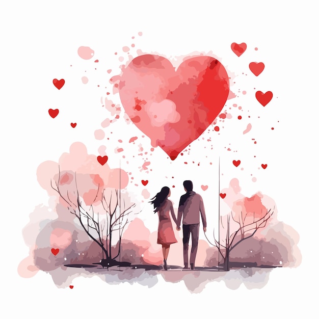 Ilustración vectorial de acuarela para el Día de San Valentín