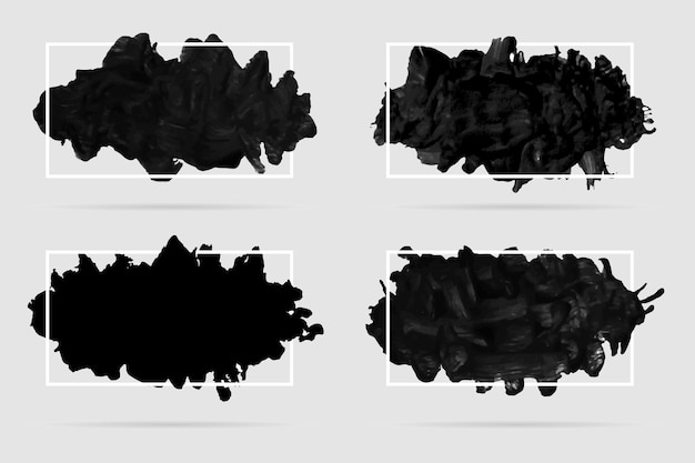 Ilustración vectorial Acuarela negra Forma similar nube o humo y marco rectangular