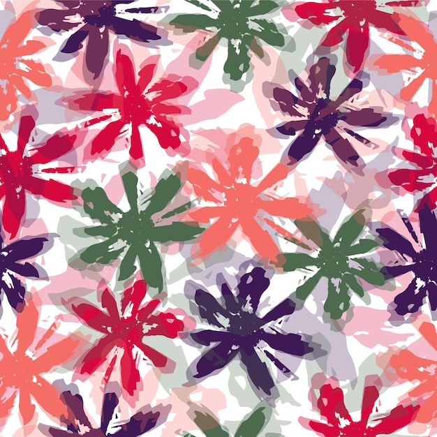 Ilustración vectorial de acuarela con textura de arte abstracto y diseño de flores textiles