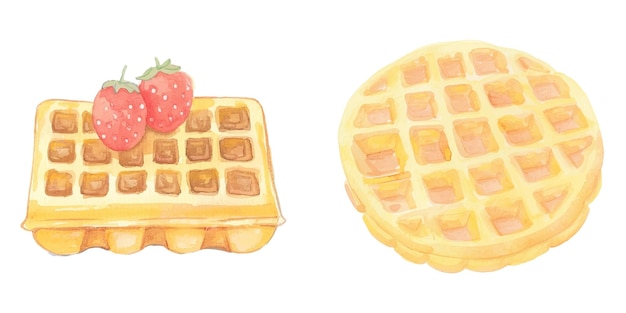 Ilustración vectorial de acuarela con waffle en la parte superior 27