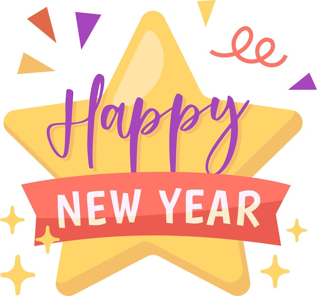 Ilustración vectorial de adhesivos de elementos para el Año Nuevo