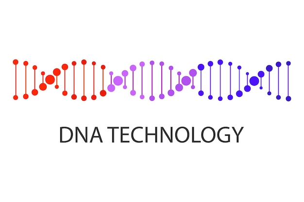 Ilustración vectorial de ADN Conceptos de ingeniería genética elementos de diseño científico espiral plana de colores