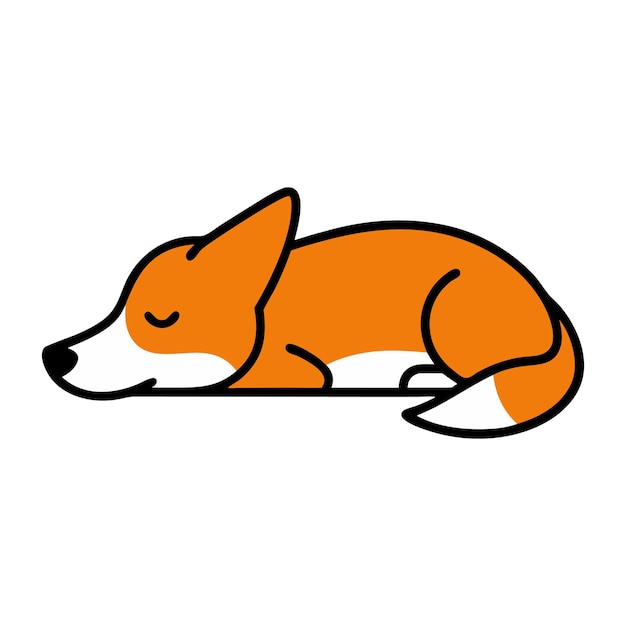 Ilustración vectorial del adorable zorro durmiente