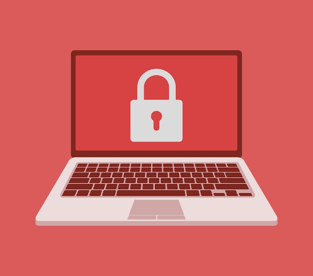 Ilustración vectorial de advertencia de error del sistema portátil Atención de virus Ataque de piratas informáticos y concepto de vector de seguridad web Estafa de phishing Seguridad de red e Internet